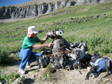 One of 2 airplane engines resting at the eastern base of Bomber Peak, one of several high summits on Utah’s Mt. Timpanogos.  The crash of a B25 on March 9, 1955 left wreckage over a wide area–and it’s still there–including both engines.  This foto was taken September 12, 2010.  Full details of this crash are found in this Timp Guide; 2nd Edition.