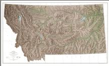 Shaded Relief Map of Montana, MT