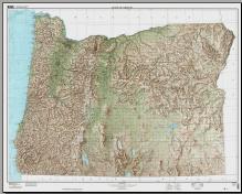 Shaded Relief Map of Oregon, OR