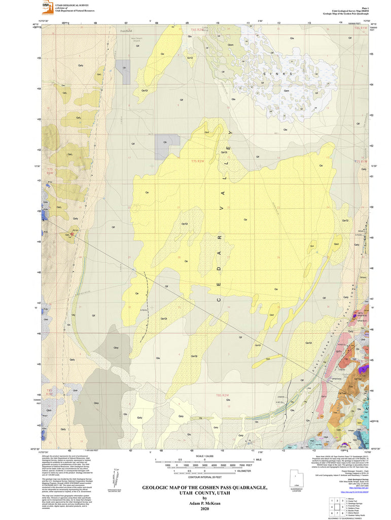 Geologic Map of the Goshen Pass Quadrangle, Utah County, Utah by Adam Natural Resources Map