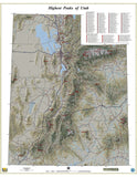 Highest Peaks of Utah Wall Map
