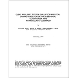 Cleat and joint system evaluation and coal characterization of the B-bed coal, Dutch Creek Mine, Pitkin County, Colorado (OFR-171)